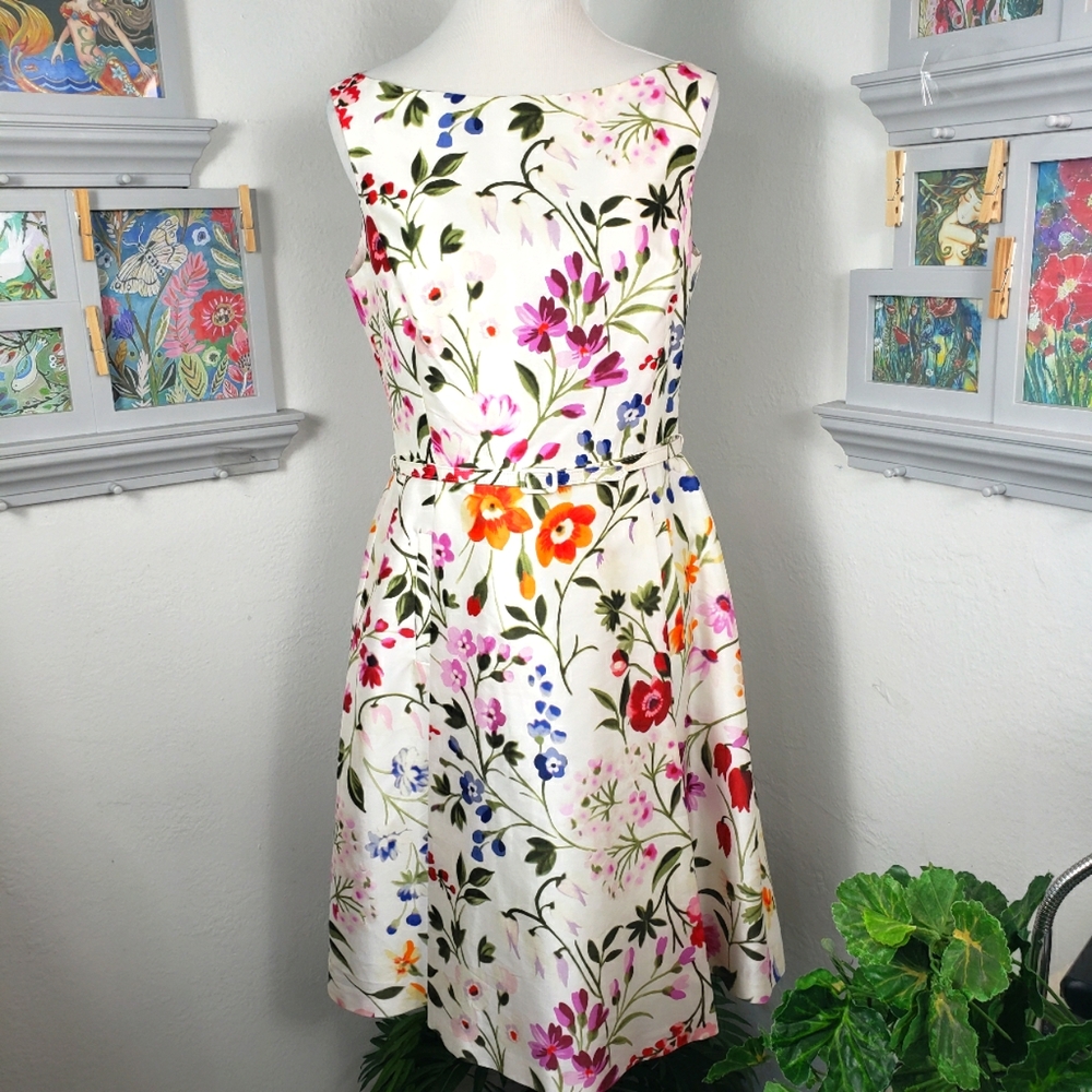 Oscar de la Renta Multicolor Floral Midi Dress